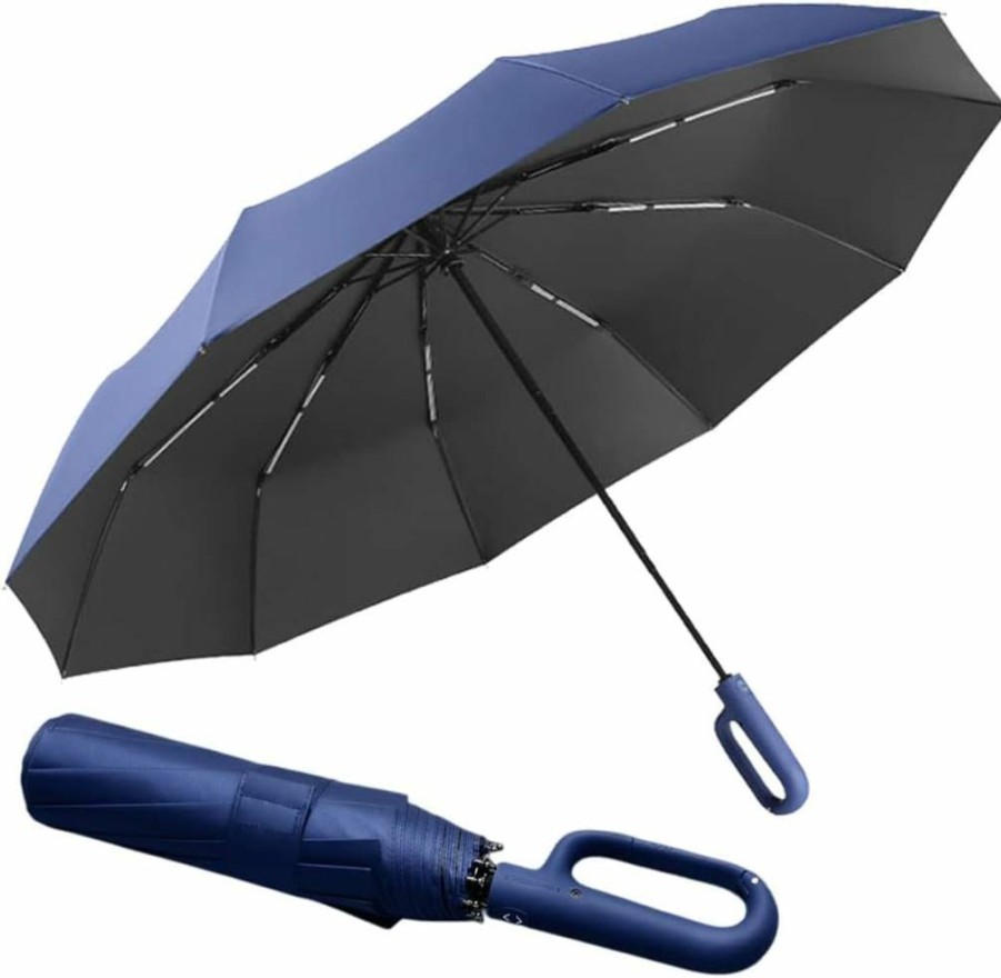 Erised's Bifrost 54" Extra Large Windproof Golf Umbrella - Automatic Open/Close, Lightweight Portable for Travel, UV Sun & Rain Protection, Carabiner Handle Design