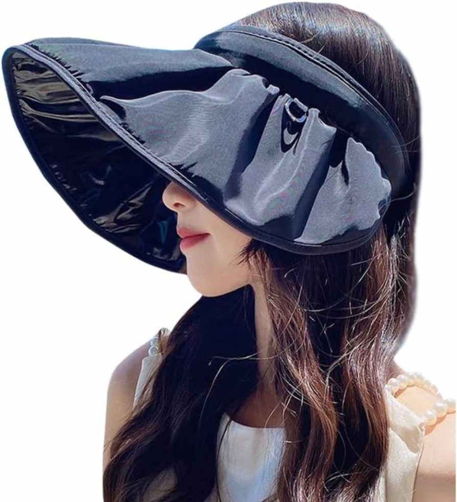 XYX Women's Foldable Wide Brim Sun Hat UV Protection Summer Beach Visor