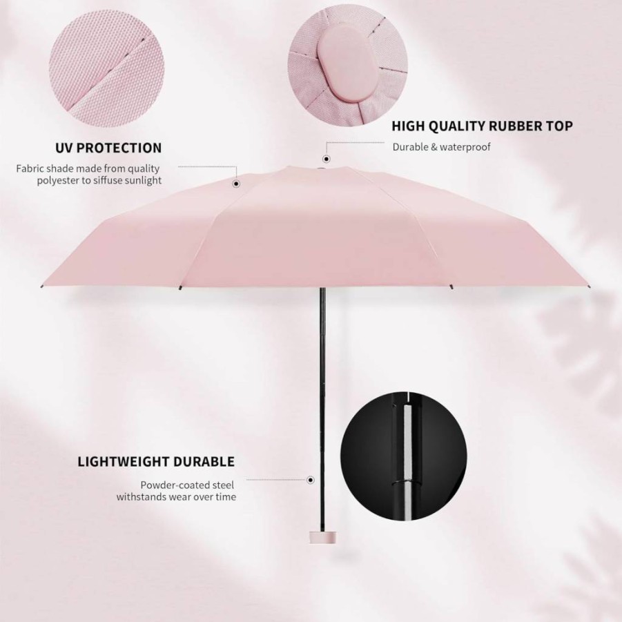 Dlin Compact Travel Umbrella with UV Protection - Lightweight, Waterproof, Portable Sun Shade for Walking, Anti-Black Coating