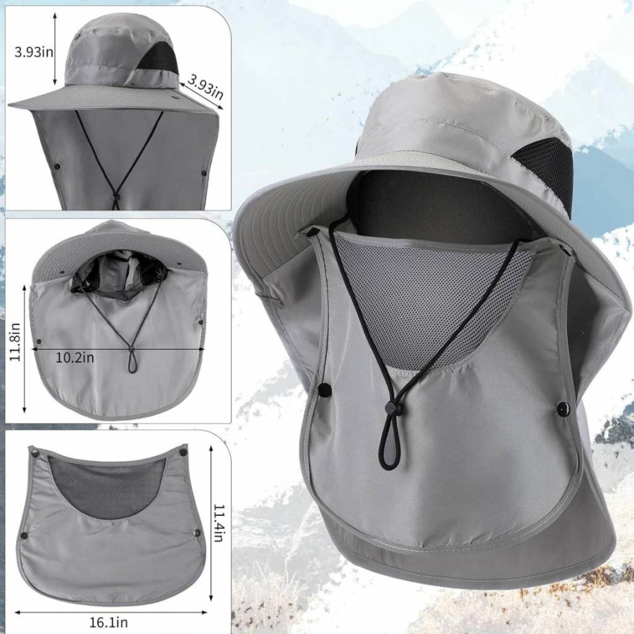 Xuhal 12 Pack UV Protection Sun Hat for Men & Women - Wide Brim Summer Outdoor Hiking Cap with Neck & Face Flap, 4 Color Options