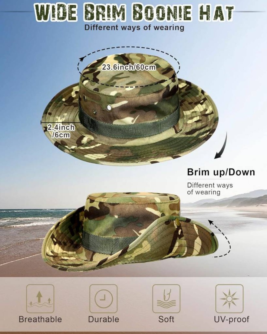 Foaincore 10 Pack Camo & Solid Color Bucket Hats for Men & Women - Wide Brim UV Protection Sun Hats for Fishing, Hiking, Safari, Hunting Outdoor Activities