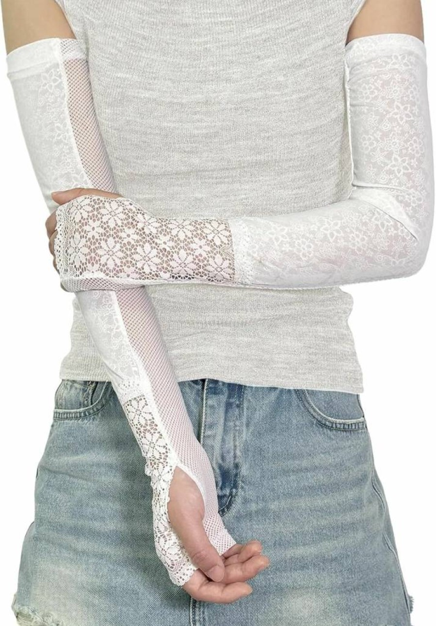 Eeuwigegelofte Women's Lace Sun UV Protection Arm Sleeves - Floral Design Cooling Cover Sleeves for Sun Safety & Style