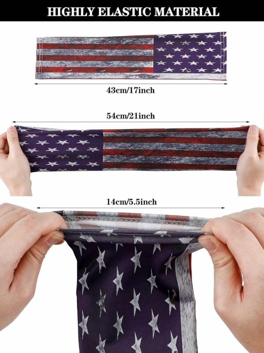 Geyoga 9 Pairs USA Flag Arm Sleeves - Cooling UV Protection Sun Guards for Men & Women, Breathable Ice Silk Sleeves for Basketball, Cycling, Sports, Fourth of July - Unisex Design