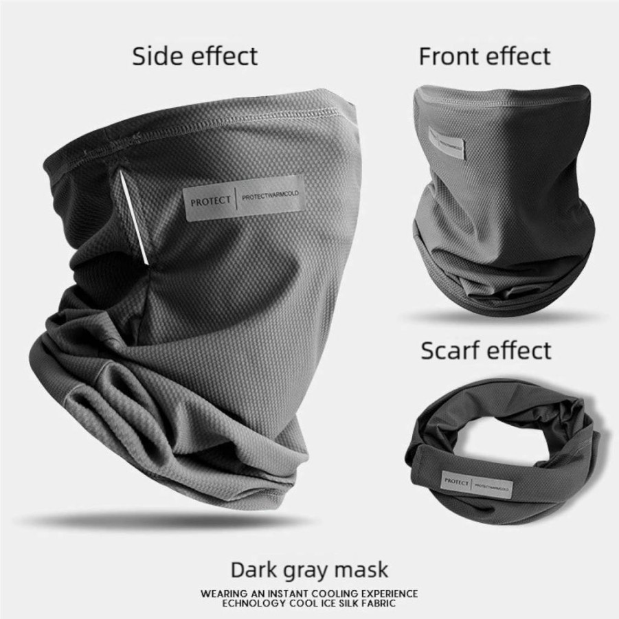 YCZARD UPF 50+ Sun Protection Set - Cooling Silk Neck Gaiter & Compression Arm Sleeves for UV Protection (Black)