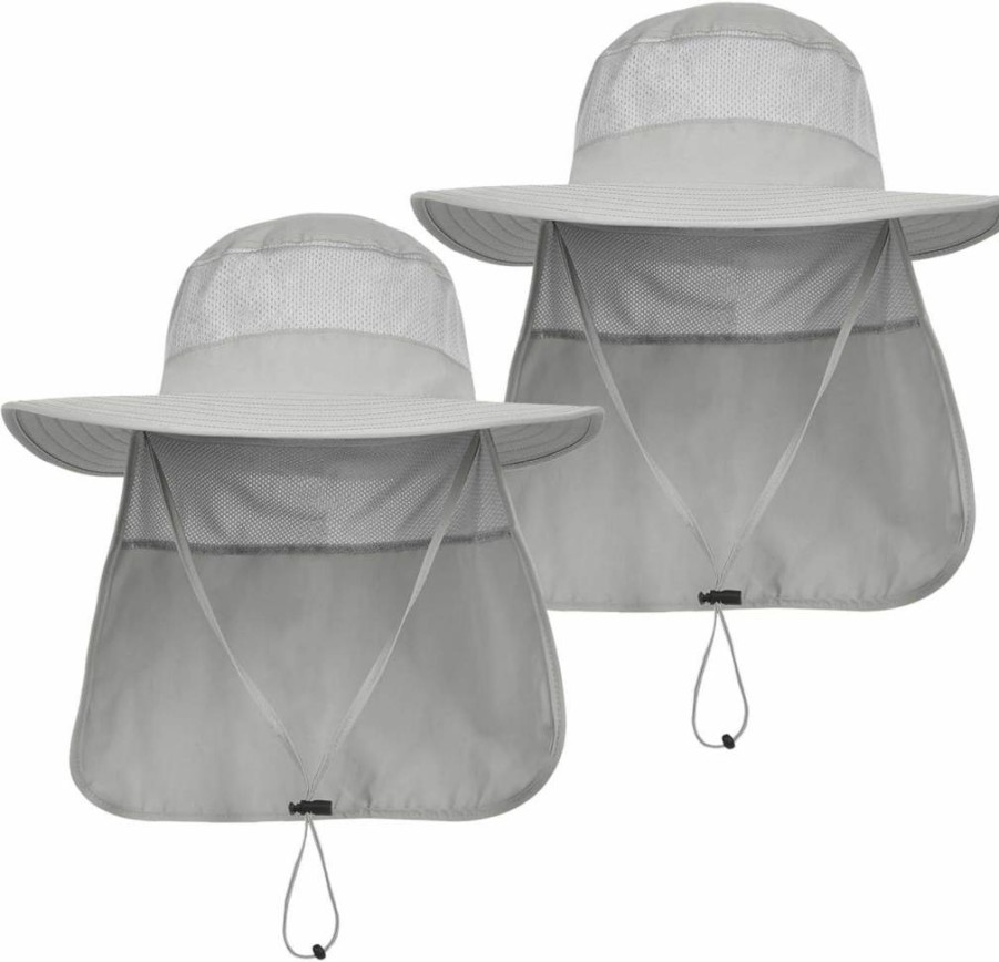 29 IYEBRAO Men's UPF Sun Hat 2 Pack - Foldable Boonie Cap with Neck Flap for Fishing, Hiking, Gardening & Outdoor Work - UV Protection Summer Mesh Hat