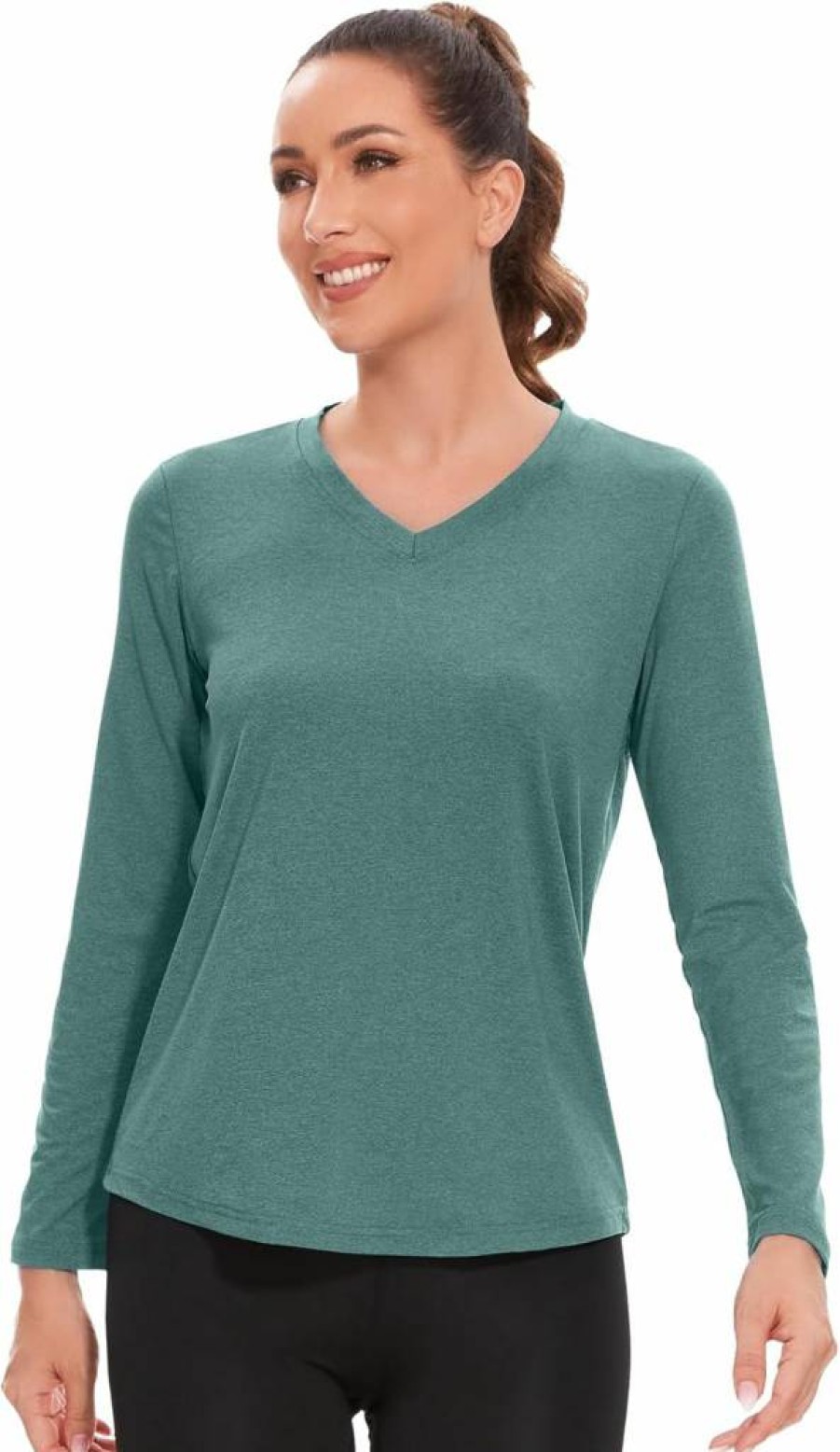 Rolimaka Women's 7-Pack Long Sleeve UV Protection Shirts UPF 50+ Quick Dry Athletic Tops for Running & Workout V-Neck Activewear