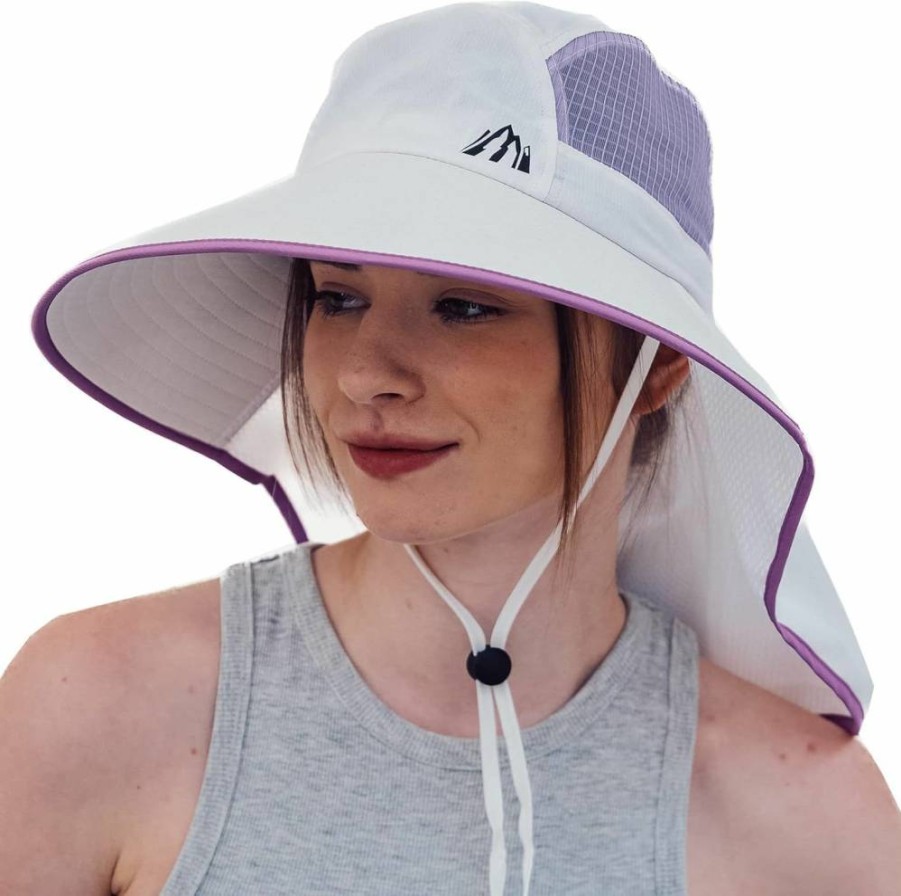 Moon Kitty Women's UPF Sun Hat – Foldable Wide Brim Fishing Hat with Neck Flap & Ponytail Hole for UV Protection