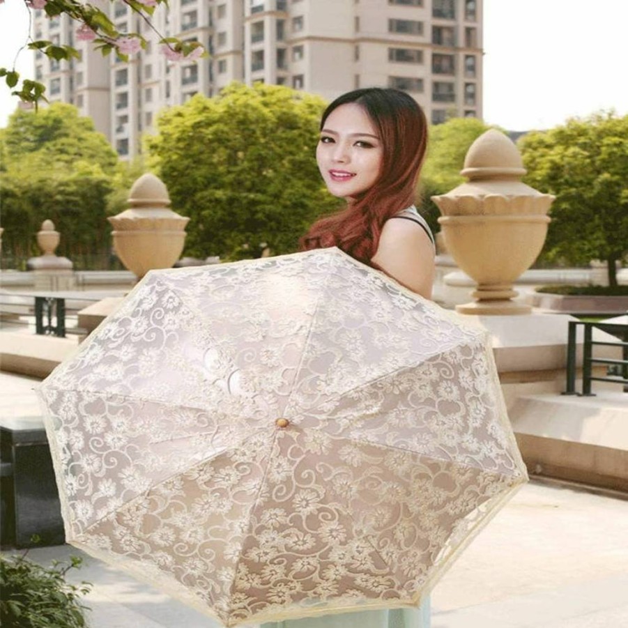 Orgrimmar Black Lace Parasol Umbrella for Women - UPF 50+ UV Protection, Lightweight Portable Folding Sun Shade for Outdoor Use