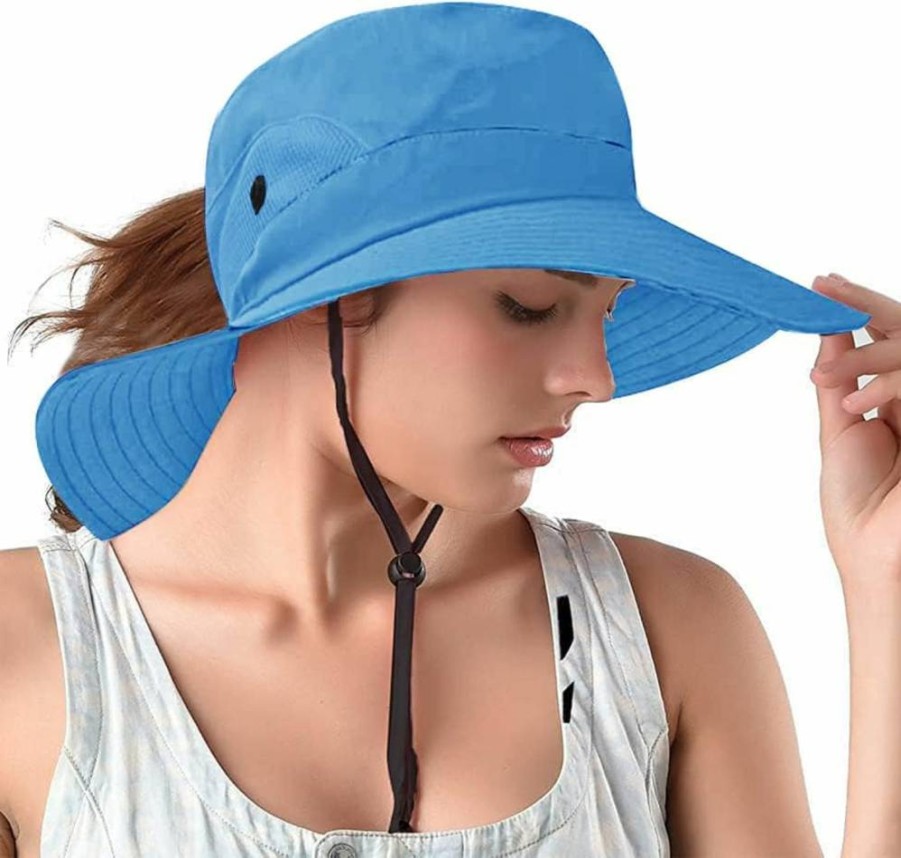 Rosoz Women's UV Protection Wide Brim Bucket Hat - Foldable Mesh Summer Hat for Beach, Hiking, Fishing & Safari