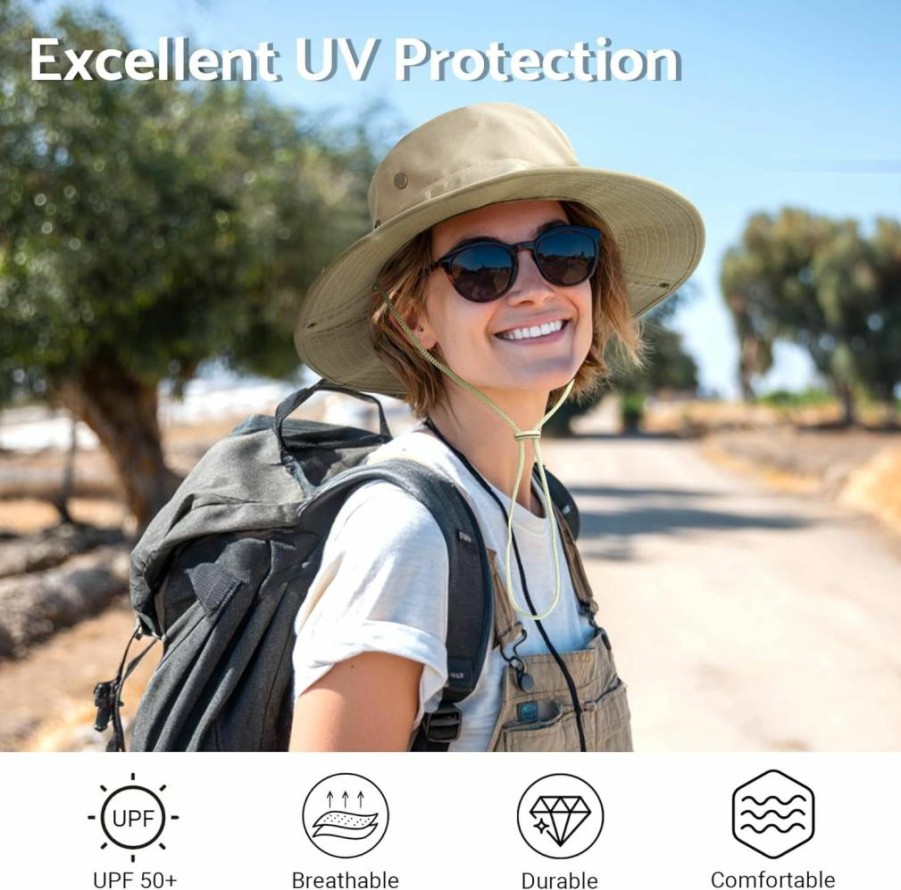 JYxingchi UV Protection Wide Brim Boonie Hat for Men & Women - Safari Bucket Hat for Fishing & Outdoor Sun Protection