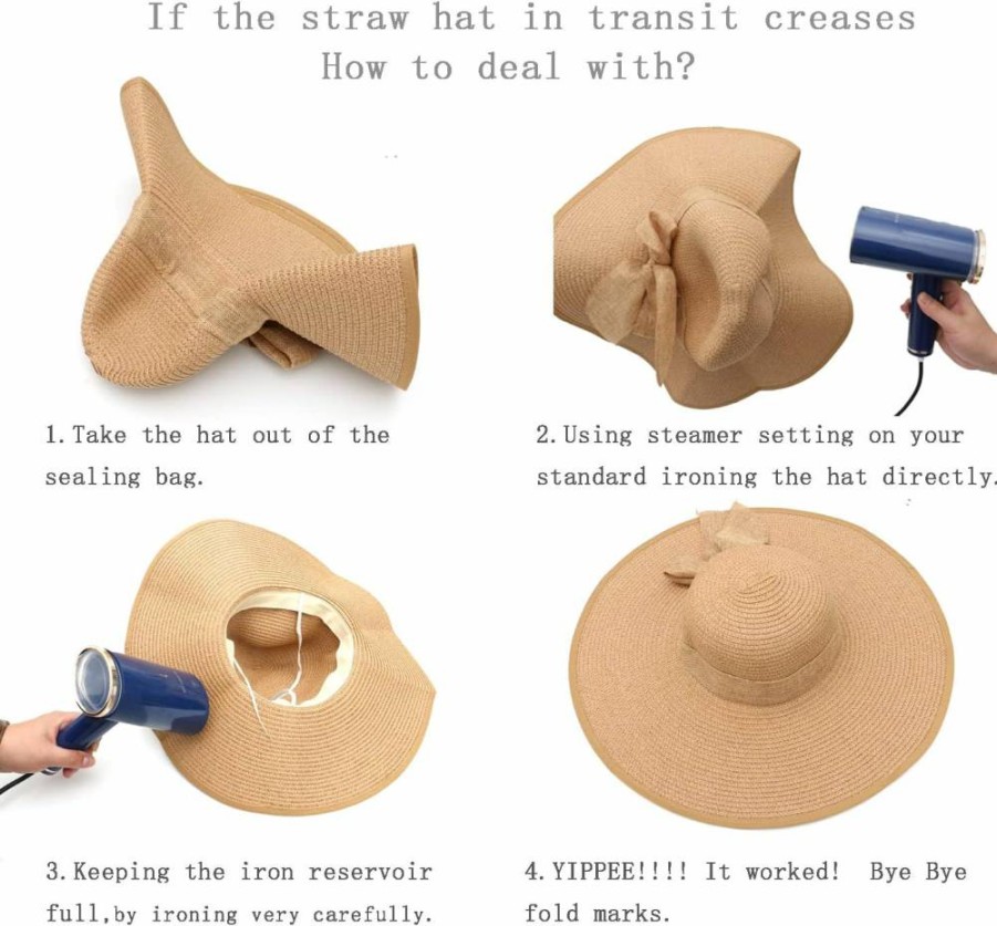 FSIGOM Women's Foldable Wide Brim Straw Hat – UV Protection Summer Beach Sun Hat for Travel & Outdoor