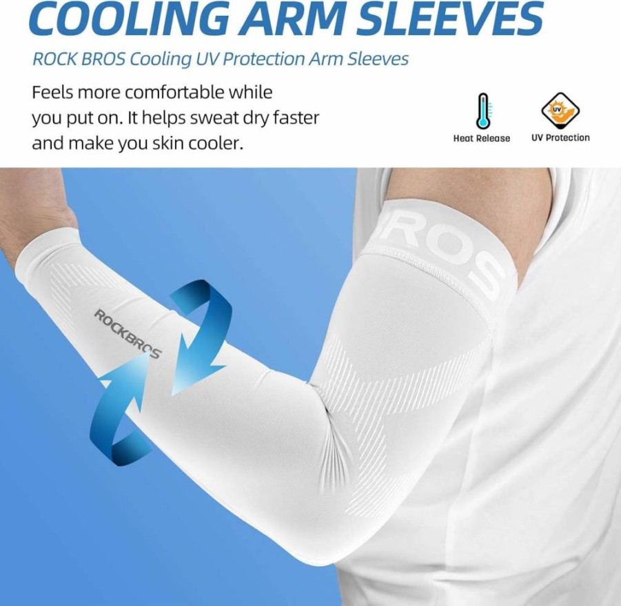 ROCKBROS UV Protection Arm Sleeves for Men & Women - UPF 50+ Cooling Sun Sleeves, Breathable Tattoo Cover, Athletic Sports Arm Guards