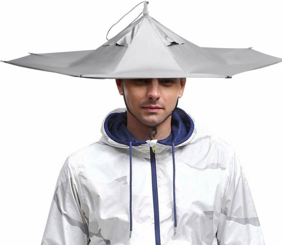 AIFUSI 23" Foldable Umbrella Hat for Sun & Rain Protection - UV Shield Outdoor Cap for Beach, Fishing, Gardening, Party - Adjustable for Adults & Kids