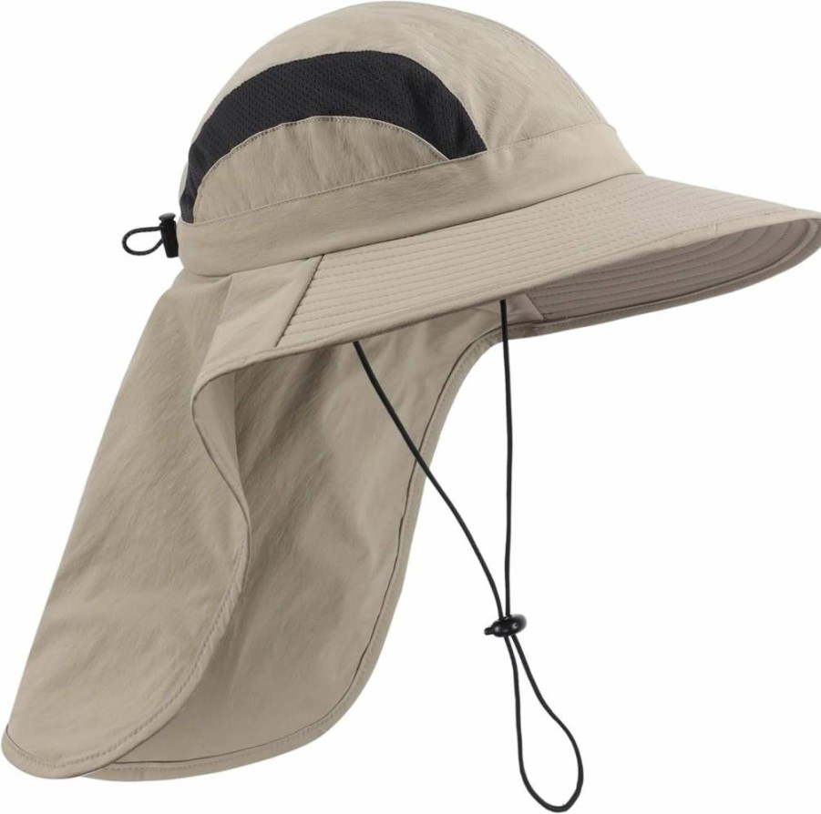Connectyle UPF 50+ Wide Brim Sun Hat for Men & Women - UV Protection Safari Bucket Hat with Neck Flap for Outdoor, Fishing & Beach
