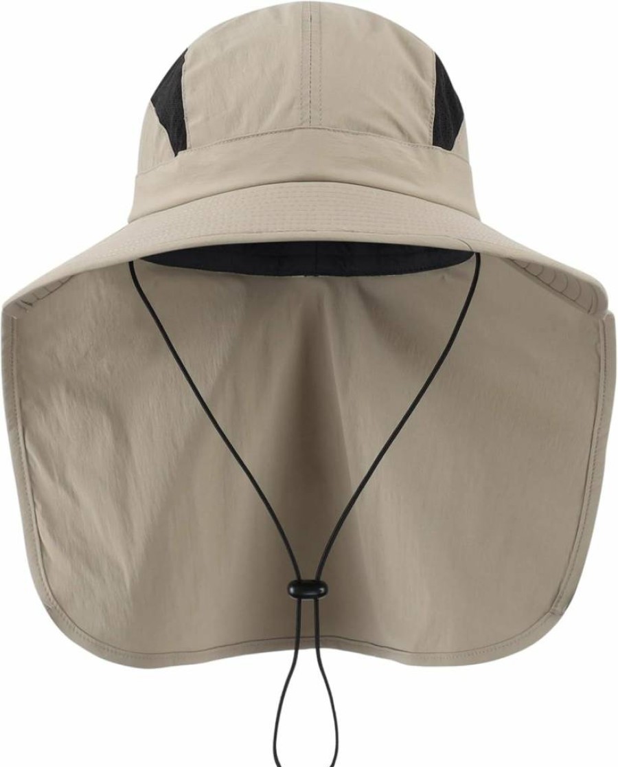 Connectyle UPF 50+ Wide Brim Sun Hat for Men & Women - UV Protection Safari Bucket Hat with Neck Flap for Outdoor, Fishing & Beach