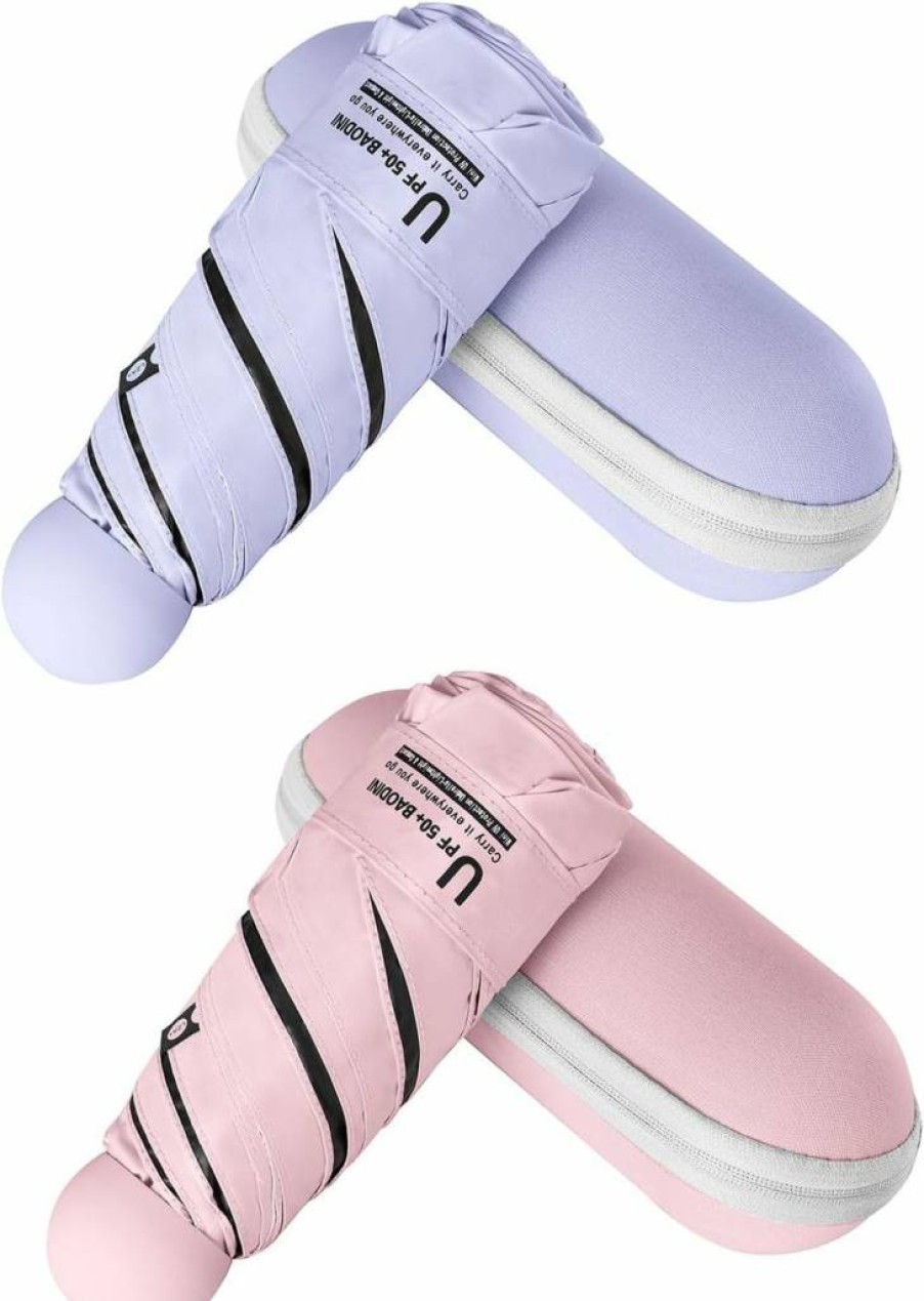 BAODINI Compact Travel Umbrella with UV Protection - Lightweight Pocket Umbrella for Women, Men & Kids - Includes Carrying Case
