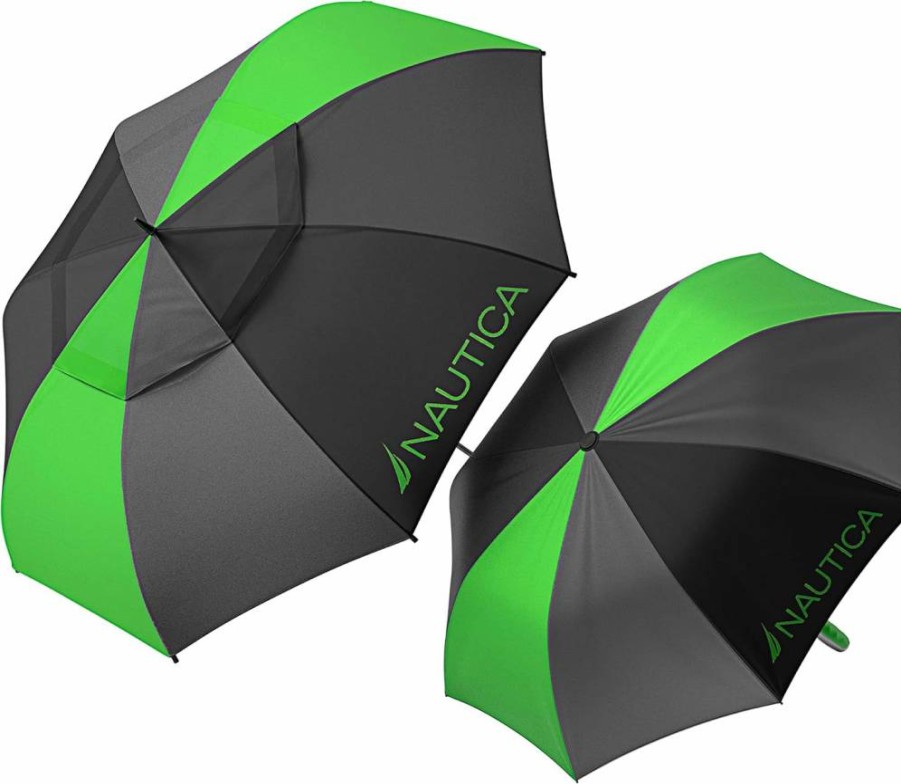 Nautica Golf & 2-Person Umbrella Set - Auto Open, Windproof, UPF50+ UV Protection - Lightweight Folding Travel Umbrella for Rain & Sun