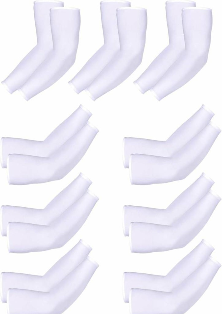 Mudder 9 Pairs Unisex UV Protection Arm Sleeves - Cooling Ice Silk Sun sleeves for Men & Women, White