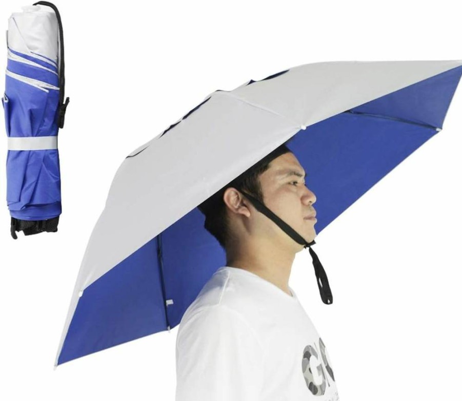 NEW-Vi Oversize 37.4" Fishing Umbrella Hat - Adjustable UV Protection Sun Rain Cap for Hands-Free Outdoor Activities Like Fishing, Gardening & Golf
