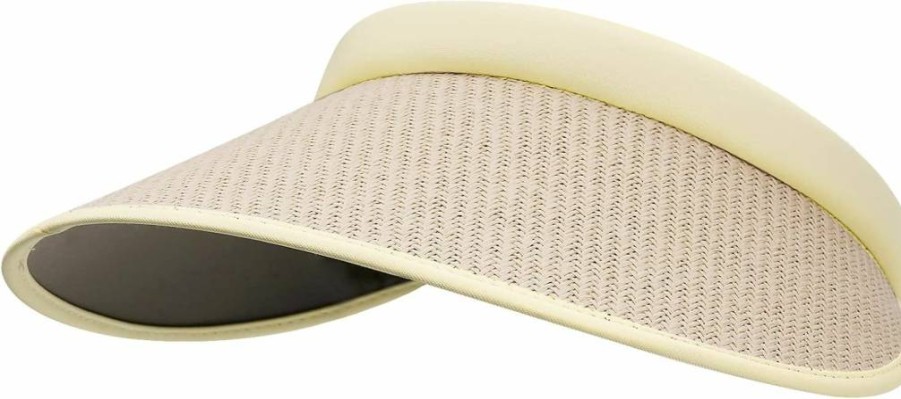 CLAPE Women's UV Protection Straw Sun Visor Hat - Wide Brim Clip-On Beach Sun Hat for Travel