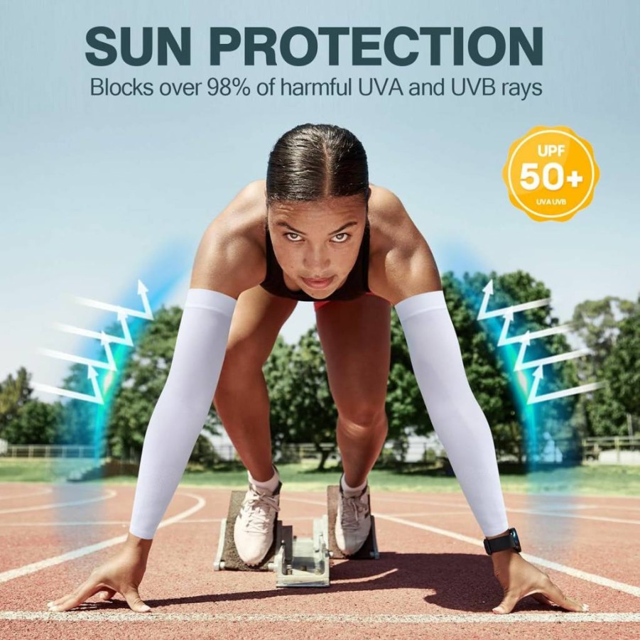 Rescoto 2 Pairs UPF 50+ UV Protection Arm Sleeves for Men & Women, Cooling Compression Sun Sleeves, Tattoo Cover, Youth Athletic Sunscreen Arm Guards