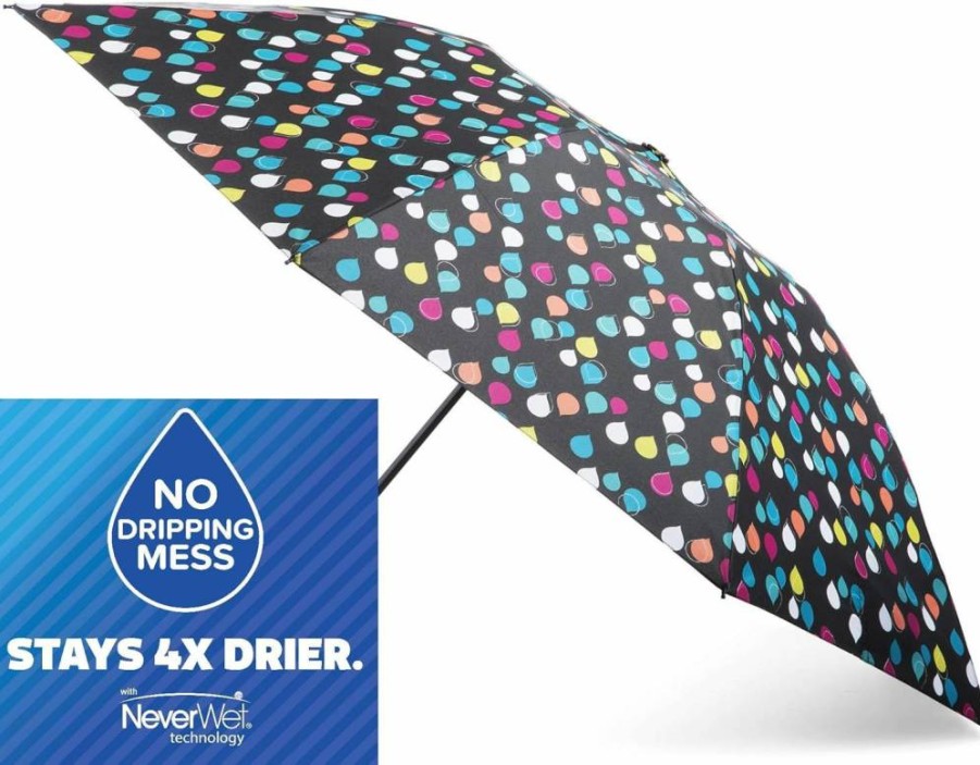 totes Leopard Spot Automatic Open Close Compact Umbrella - Waterproof & UV Protection for Travel