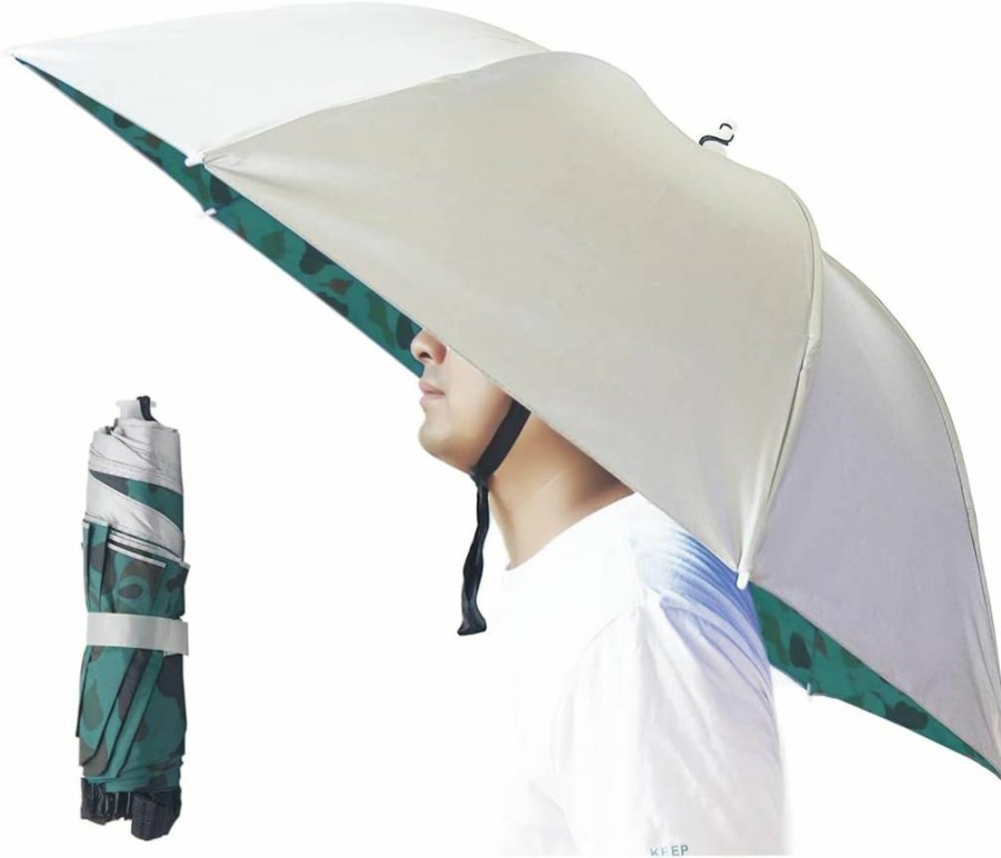 Bocampty Umbrella Hat for Outdoor Activities - 37 Inch UV Protection, Adjustable & Foldable Sun Shade Cap for Fishing, Golf, Camping, Beach, Gardening