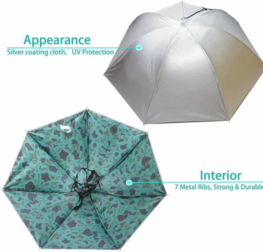 Bocampty Umbrella Hat for Outdoor Activities - 37 Inch UV Protection, Adjustable & Foldable Sun Shade Cap for Fishing, Golf, Camping, Beach, Gardening