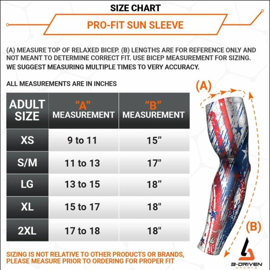 B-Driven Sports UPF 50+ Compression Arm Sleeves for Sun Protection – Baseball, Basketball & Football Athletic Sleeves