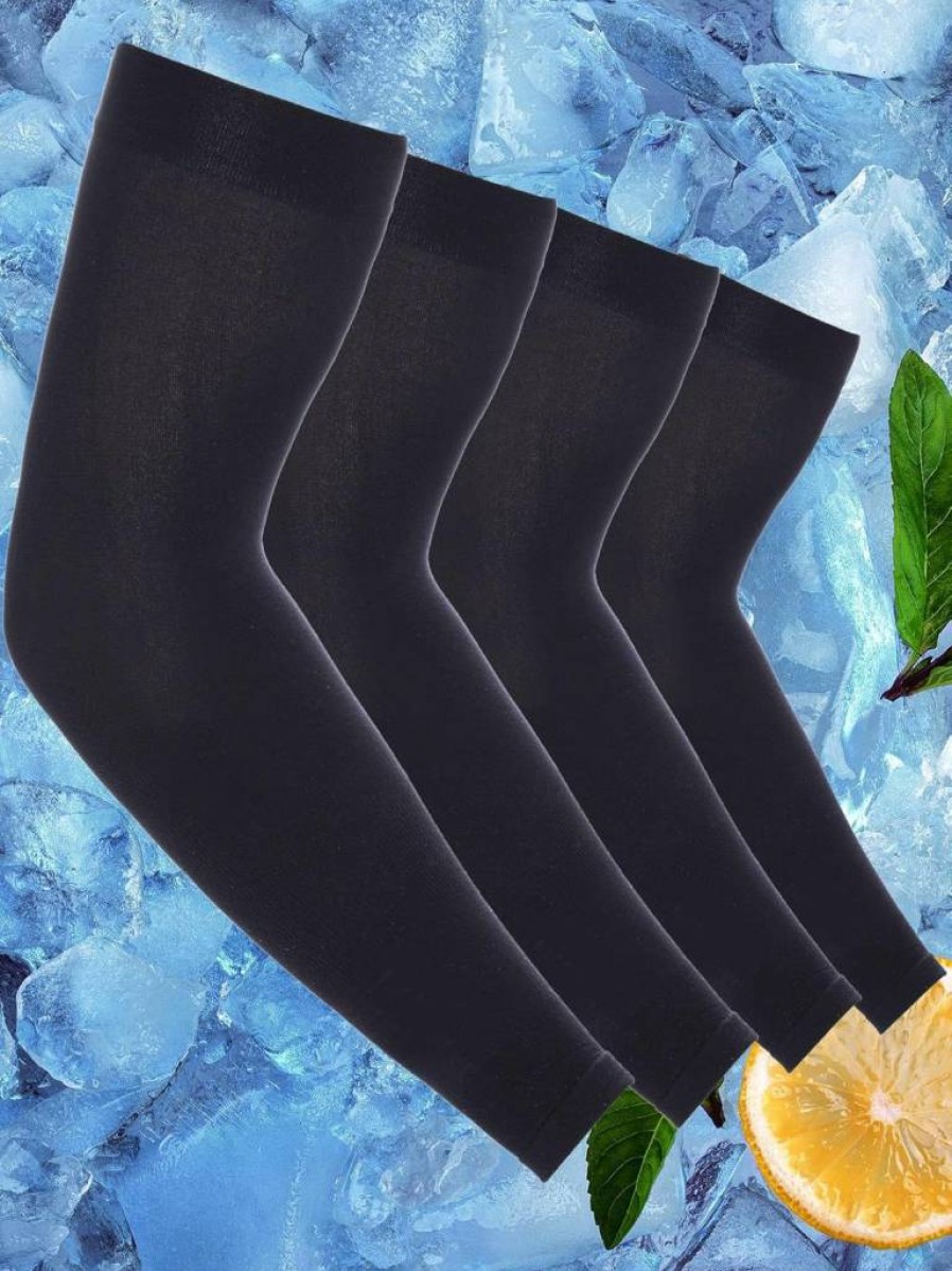 Mudder 8-Pair UV Protection Arm Sleeves for Men & Women - Cooling Sun Sleeves with Tattoo Cover (Black, Average Size) - Breathable Athletic Arm Warmers