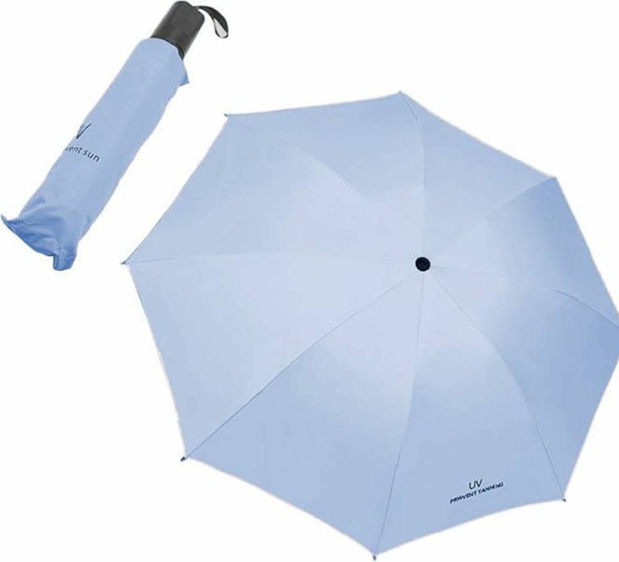 Yansanido 37.8 Inch Windproof Folding Umbrella - Blue Rainproof & Sunshade Travel Umbrella with 8 Ribs for Outdoor Use