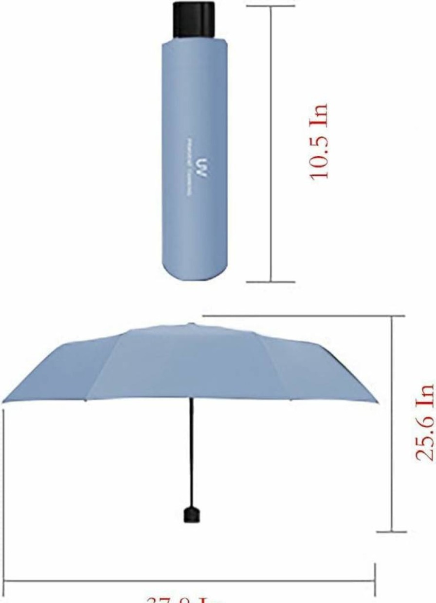 Yansanido 37.8 Inch Windproof Folding Umbrella - Blue Rainproof & Sunshade Travel Umbrella with 8 Ribs for Outdoor Use