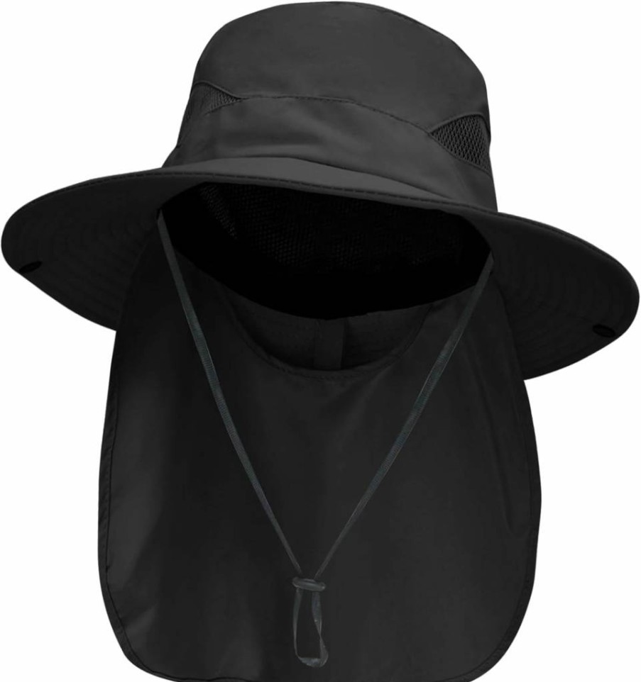 NPJY Sun Protection Bucket Hat for Men & Women - UPF Foldable Wide Brim Hat with Neck Flap for UV Fishing & Outdoor Activities