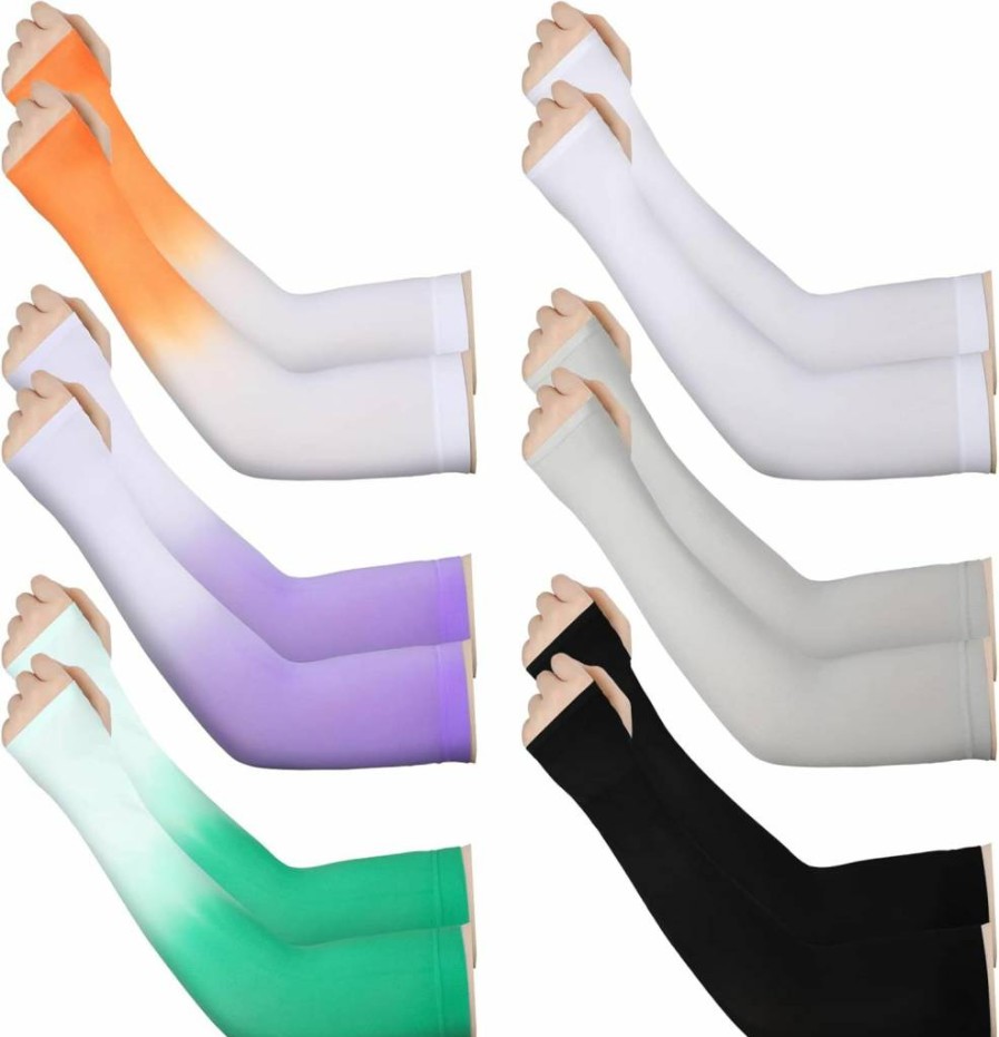 JenPen UV Sun Protection Arm Sleeves – 6 Pairs for Women & Men, Breathable Compression Sleeves for Outdoor Activities