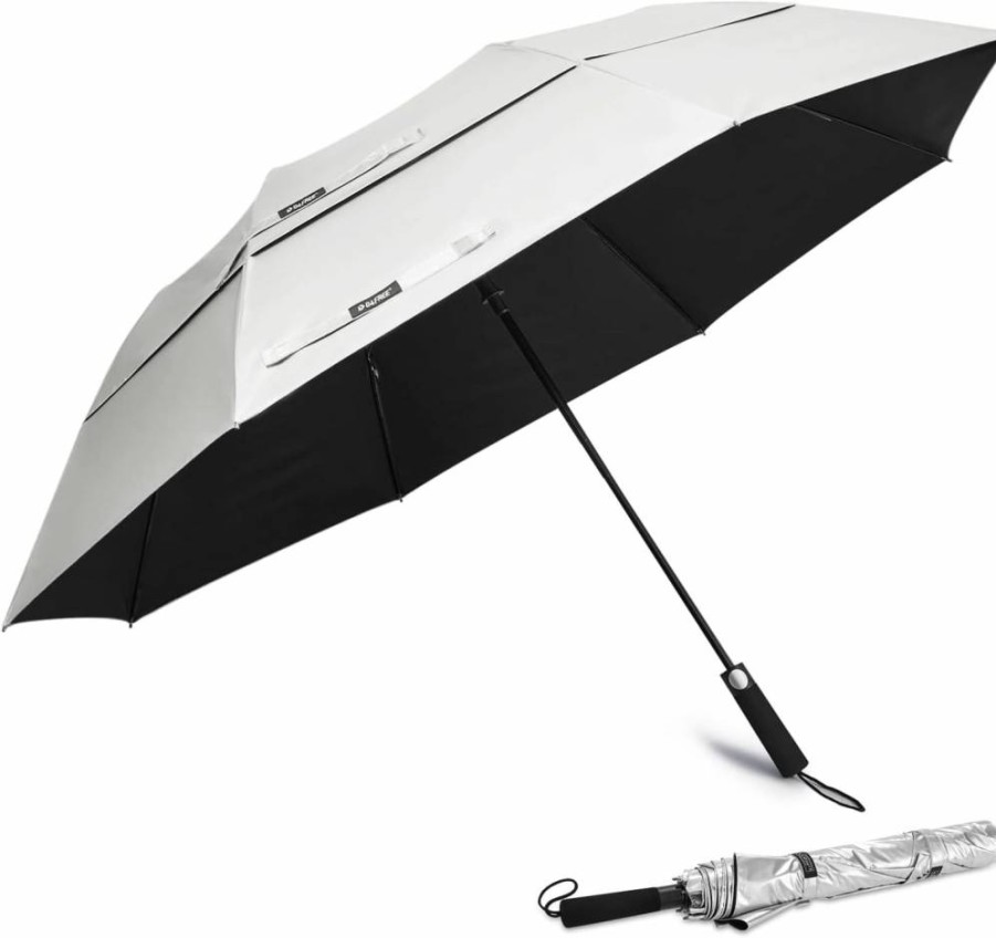 G4Free 62 Inch Automatic Open Golf Umbrella with UV Protection, Windproof Double Canopy for Sun and Rain, Portable Oversize Sports Umbrella