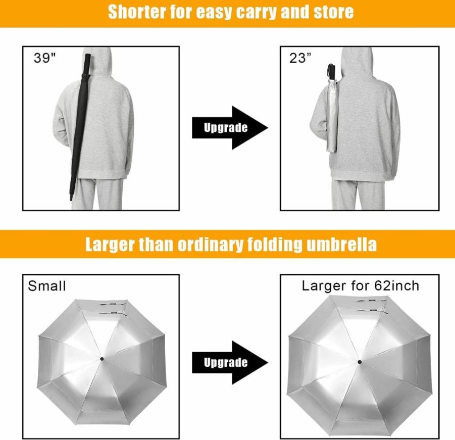 G4Free 62 Inch Automatic Open Golf Umbrella with UV Protection, Windproof Double Canopy for Sun and Rain, Portable Oversize Sports Umbrella