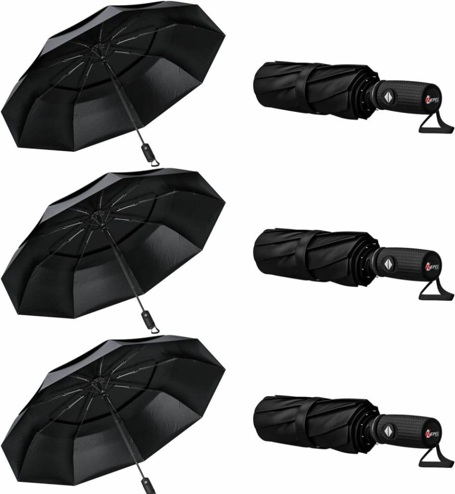Repel Windproof Travel Umbrella - Auto Open/Close, Compact & Durable with Fiberglass Frame - Waterproof Portable Umbrella for Backpack, Purse, and Rain Protection