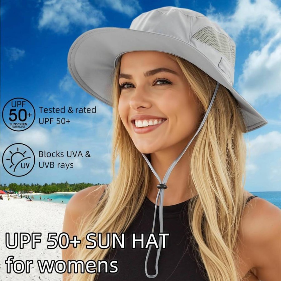 Connectyle Women's UPF 50+ Wide Brim Sun Hat for UV Protection - Summer Beach, Fishing, Hiking & Outdoor Safari Bucket Hat
