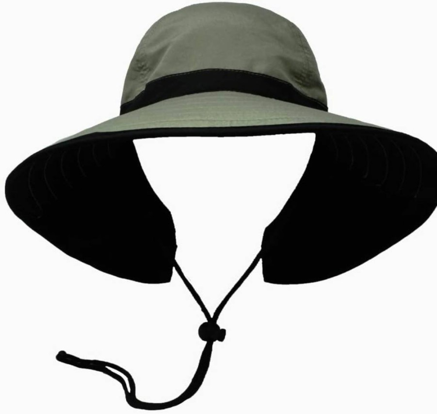 Ponyflo Women's Outdoor Bucket Hat with Drawstring & Full Back Opening for Ponytail