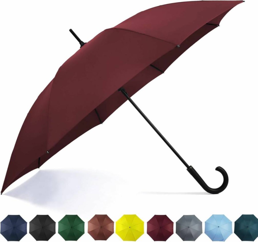 SoulRain 50 Inch Windproof Automatic Open Golf Umbrella with J Handle - Unbreakable Large Stick Umbrella for Men and Women, Strong Travel Umbrella