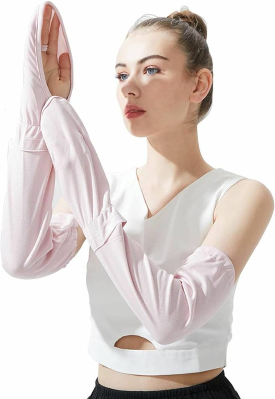RainFlowwer UV Protection Cooling Fingerless Arm Sleeves - Adjustable Sun Sleeves with Gloves for Driving, Gardening & Outdoor Activities
