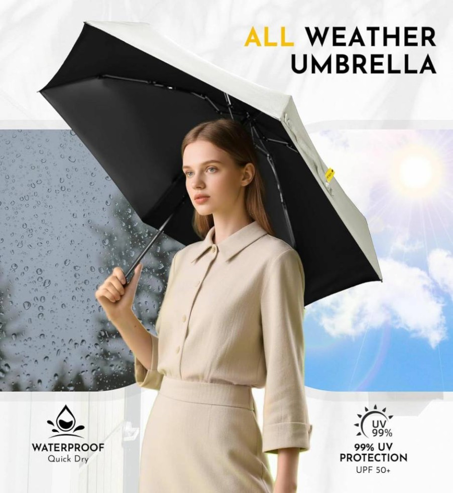 LILAC Compact Travel Umbrella - Lightweight, UV & Rain Protection, Pocket-Sized Folding Umbrella with Quickdraw Case for Men, Women, Kids & Backpack