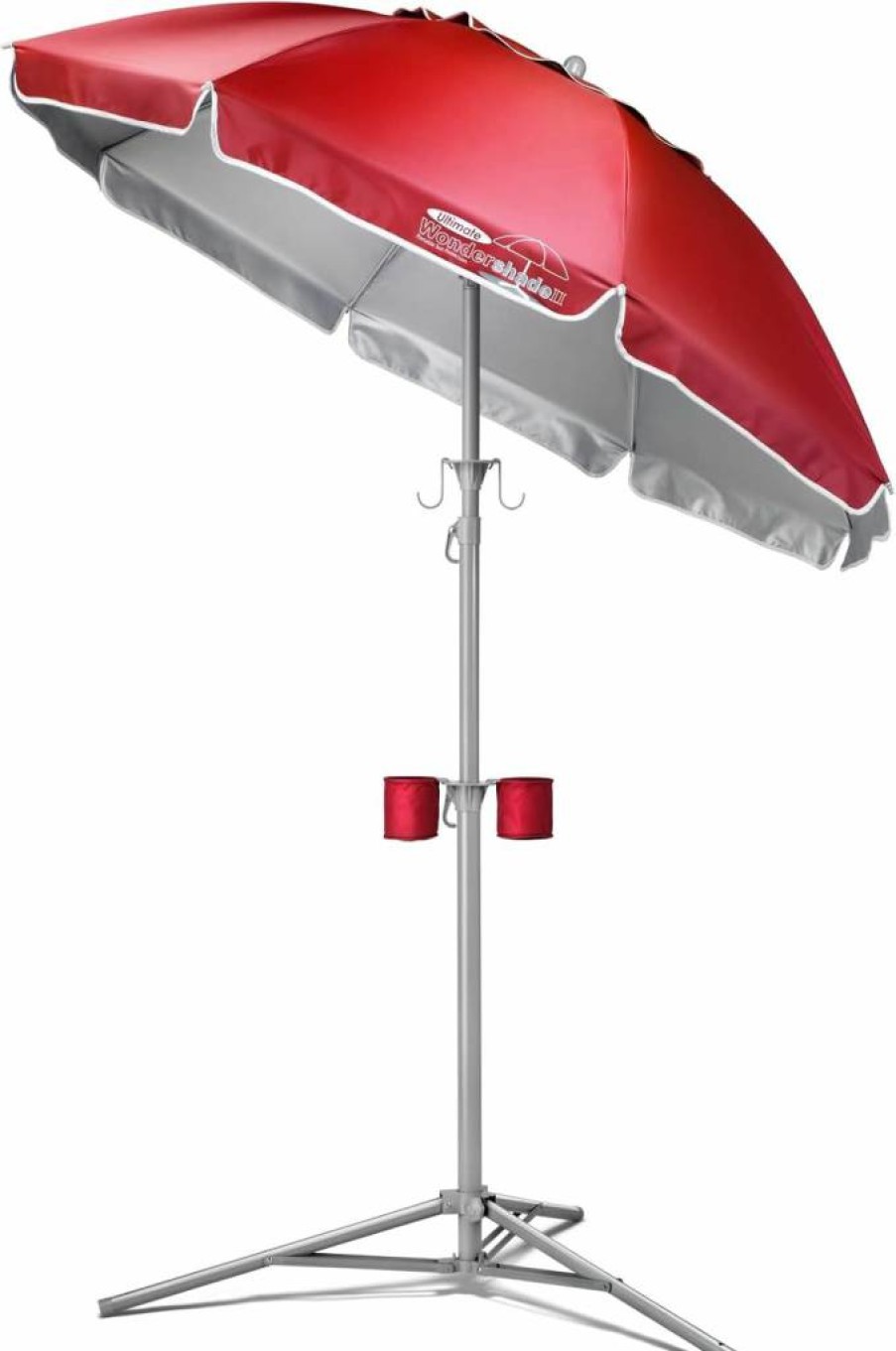 Wondershade Portable Sun Shade Umbrella - Lightweight, Adjustable Instant UV Protection for Outdoor Activities - Red Travel Umbrella