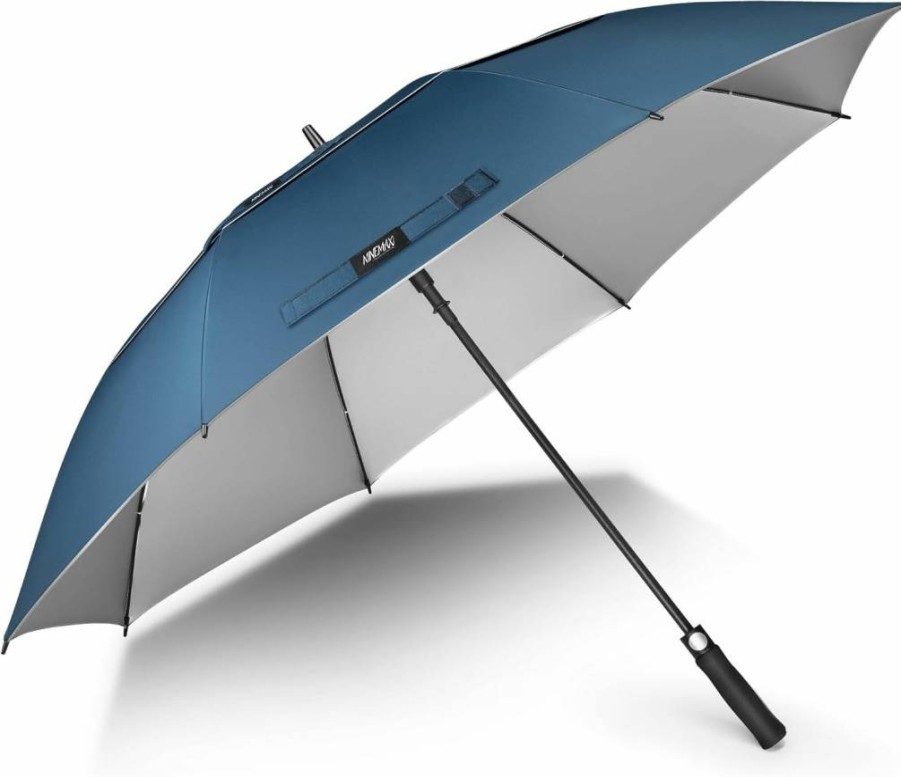 NINEMAX 62/68 Inch Golf Umbrella with UV Protection - Windproof Auto Open Double Canopy, UPF 50+ Sun Blocking for Rain and Sun