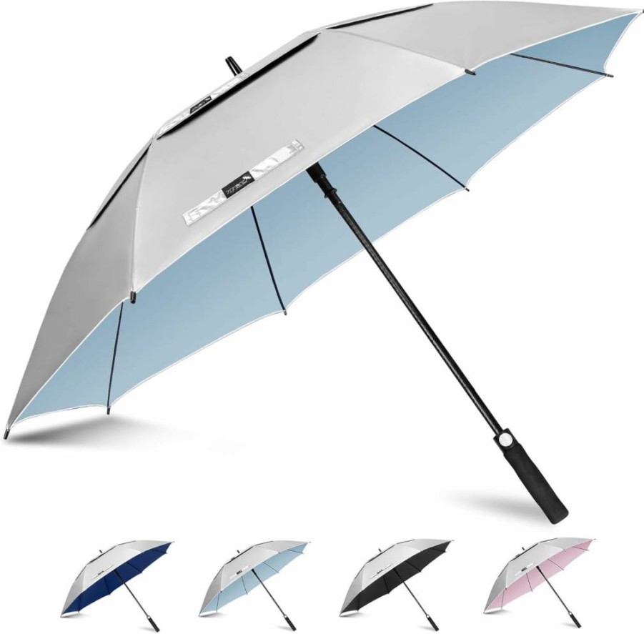 ZOMAKE Large Golf Umbrella 50-68" UV Protection, Automatic Open Double Canopy Windproof for Men & Women, Oversized Rain & Sun Shield for Push Carts