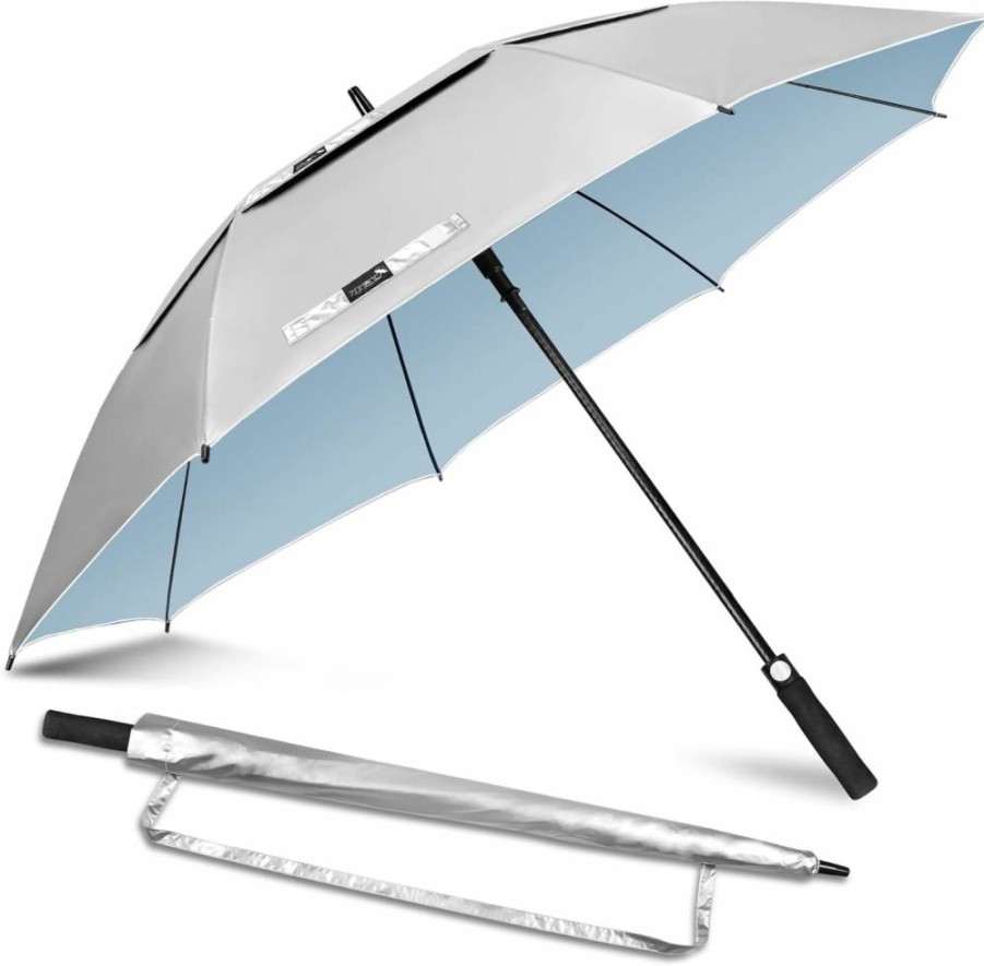 ZOMAKE Large Golf Umbrella 50-68" UV Protection, Automatic Open Double Canopy Windproof for Men & Women, Oversized Rain & Sun Shield for Push Carts