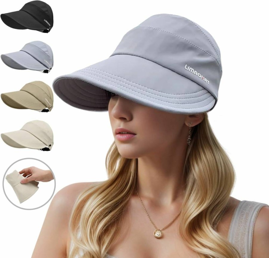 Bonvince Women's Wide Brim Sun Hat UV Protection Summer Beach Packable Visor Hollow Top Sun Hats