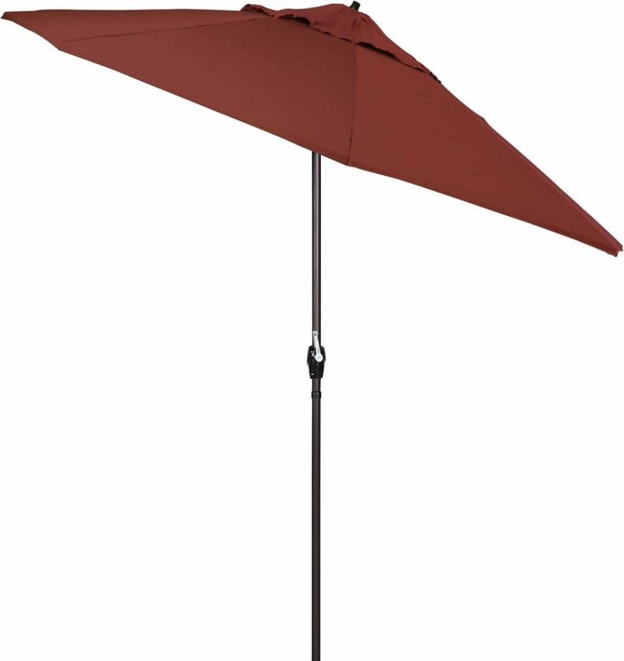 California Umbrella 9ft Round Sunbrella Patio Umbrella with Crank Lift, Auto-Tilt, Bronze Aluminum Pole, Pacific Blue Canopy for Outdoor Use
